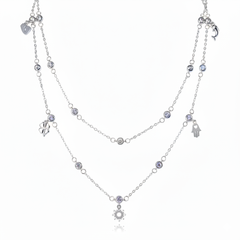 Silver Double Layered Bezel Charm Set