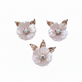 Silver Rose gold MOP Blooming flower leaf Pendant Set