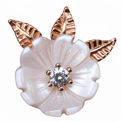 Silver Rose gold MOP Blooming flower leaf Pendant Set