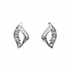Silver Multicolored Vivid Leaf Pendant Set for her