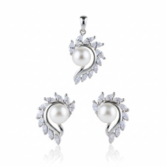 Silver Royal Pearl Marquise Design Pendant set for her