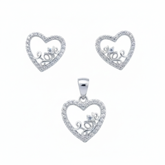 Silver Eternal Love written Heart Pendant set for her