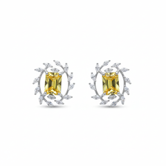 Silver Yellow twilight Marquise stone Pendant set