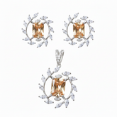 Silver Golden twilight Marquise stone Pendant set