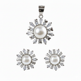 Silver Heart Radiant sunshine Pearl Pendant set