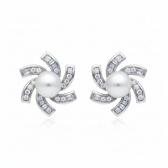 Silver whirlwind of flower pearl Pendant set