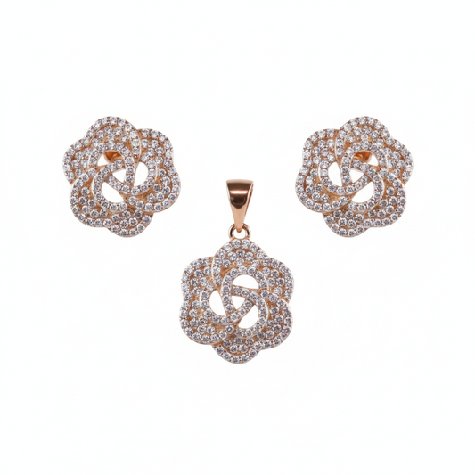 Rose gold Blooming Pendant set for her
