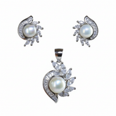 Silver Oceanic Pearl Pendant set for her