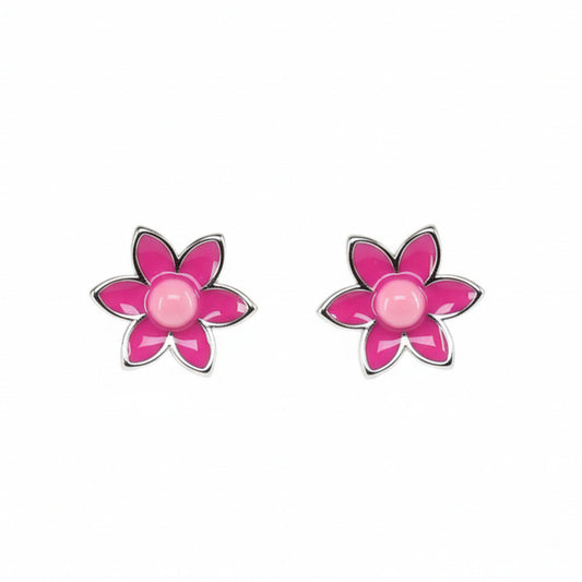 Silver Pop of Pink Stud Earrings