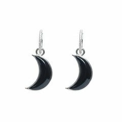 Silver Nightfall Crescent Dangle Earrings