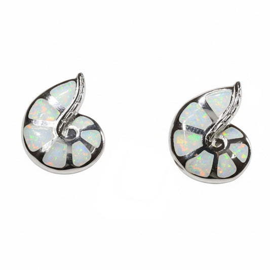 Silver Nauntilus Stud Earrings