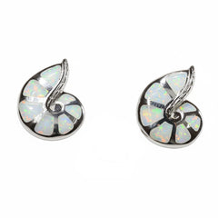 Silver Nautilus Stud Earrings