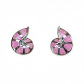 Silver Pink Paradise Nautilus Opal Stud Earrings