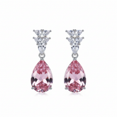Silver Dusty Rose Teardrop Dangle Earrings