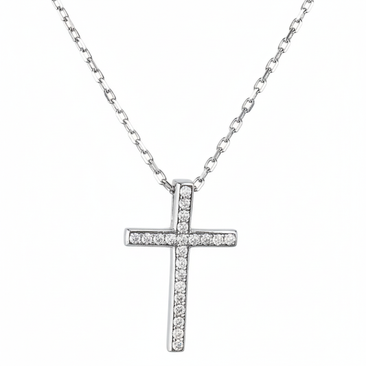 Silver Sparkling Cross Pendant