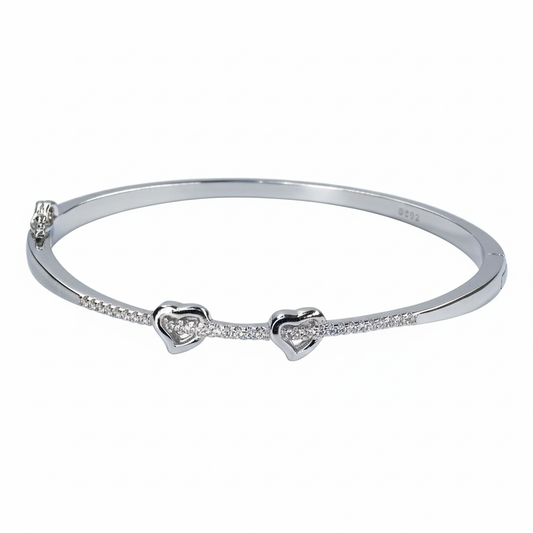 Silver Connecting Hearts Diamond Accent Bracelet