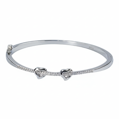 Silver Connecting Hearts Diamond Accent Bracelet