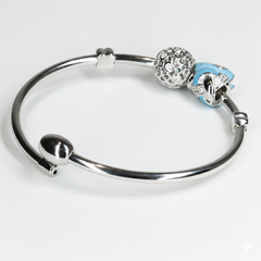 Silver Whimsical Whale Charm Bracelet