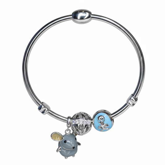 Silver Mouse & Nautical Charm Bracelet For Her