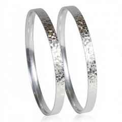 925 Silver Hammered Mirror polished Kada bracelet