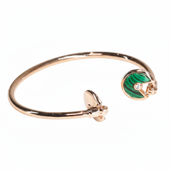 Rose Gold Malachite Open Cuff Bracelet For Her