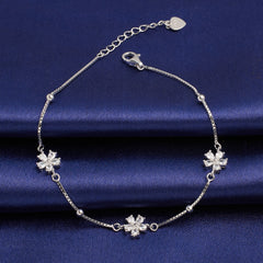 Silver Sparkling Snow Flake Charm Bracelet