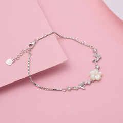 Silver Mother-of-Pearl Blossom & Butterfly Bracelet