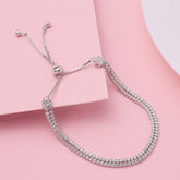 Silver Dual Row Crystal Chain Bracelet