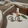 Silver Classy Pearl with Zircons Studs earrings