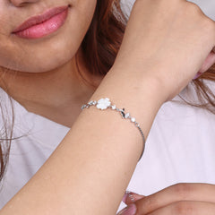 Silver Mother-of-Pearl Blossom & Butterfly Bracelet