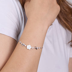 Silver Mother-of-Pearl Blossom & Butterfly Bracelet