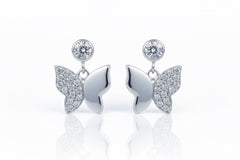 Silver Elegant Butterfly Pave Necklace