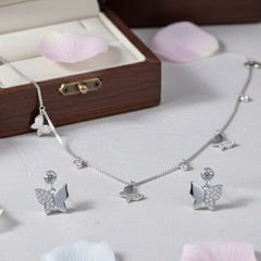 Silver Elegant Butterfly Pave Necklace