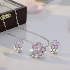 Silver Enchanting Lavender Pendant Set
