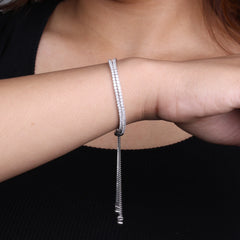 Silver Dual Row Crystal Chain Bracelet