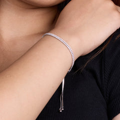 Silver Dual-Tone Pave Slider Bracelet For Her