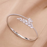 Silver Sparkling Laurel Leaf Bracelet For Her