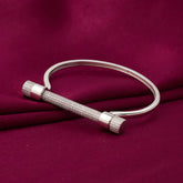 Silver Pave Screw Bar Bangle Bracelet