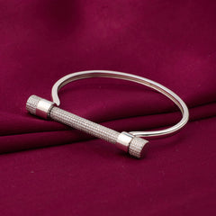 Silver Pave Screw Bar Bangle Bracelet