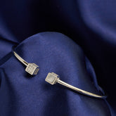 Silver Cube Geometric Open Bracelet