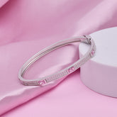 Silver Pink Glaze stones Fine Bracelet for her