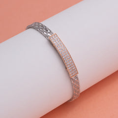 Silver Sleek Charm Black Beads Bracelet