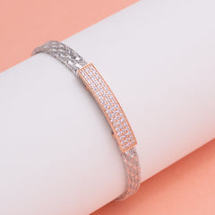 925 Silver Dual Tone Pave Bracelet