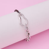 925 Silver Pave Link & Braided Leather Statement Bracelet