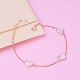 Rose gold Premium Mother of Pearl Heart Chain bracelet for her