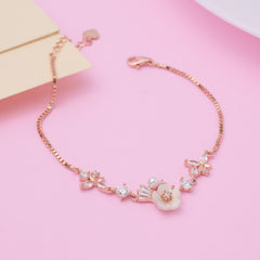 Rose gold Cute Whimsical Flower and Butterfly Bracelet for her