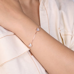 Rose gold Premium Mother of Pearl Heart Chain bracelet for her