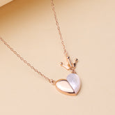 Rose Gold Royal Heart & Crown Pendant