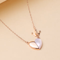 Rose Gold Royal Heart & Crown Pendant