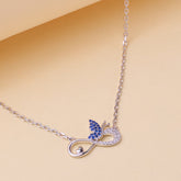 Silver necklace with butterfly pendant for women